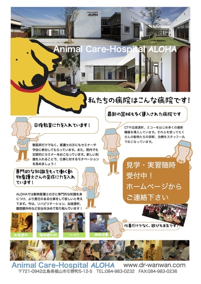 看護師求人ページ スタッフ募集 福山市 尾道市の動物病院